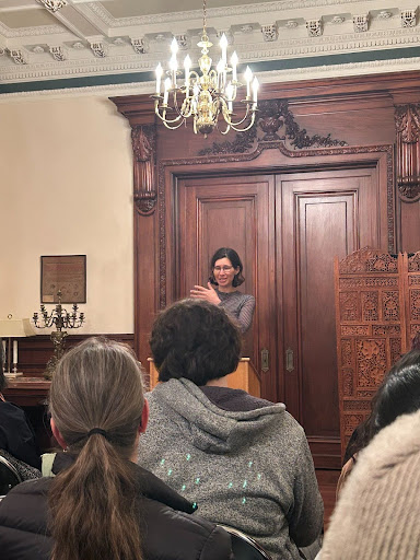 Idra Novey at the evening reading event in the Kirby Hall Salon. 